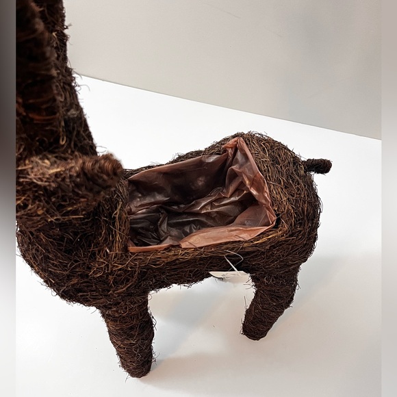 Reindeer Planter Natural Brown Vine Liner Christmas Arrangement Cabincore Decor - Picture 5 of 7